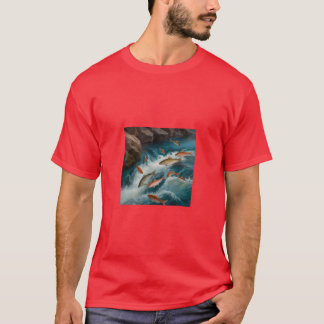 Vis rivier water Bloemen Schilderen T-shirt