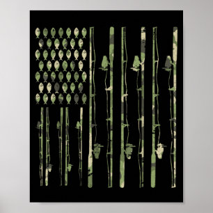 Vis Rod Camo Amerikaanse Vlag Grappige Visliefhebb Poster