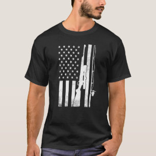 Vis Roddel Jachtgeweer Us Vlag Patriottische Visse T-shirt