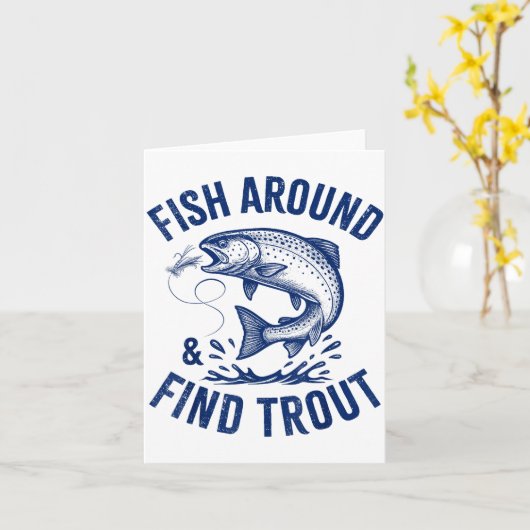 Vis Rond Vis Forel Grappige Vis Vaderdag  Kaart (Gele Bloem)