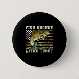 Vis Rondzwemmen En Vind Forel Amerikaanse Vlag Gra Ronde Button 5,7 Cm