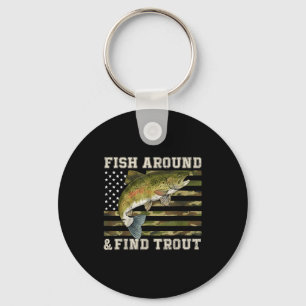 Vis Rondzwemmen En Vind Forel Amerikaanse Vlag Gra Sleutelhanger