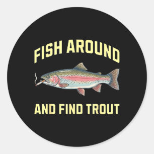 Vis rondzwemmen en vind Forel Grappige Roken Regen Ronde Sticker