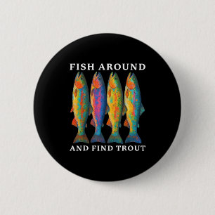 Vis Rondzwemmen En Vind Forel Grappige Vissen Viss Ronde Button 5,7 Cm