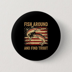 Vis Rondzwemmen En Vind Forel Grappige Vissen Viss Ronde Button 5,7 Cm