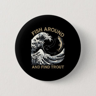 Vis Rondzwemmen En Vind Forel Grappige Vissen Viss Ronde Button 5,7 Cm