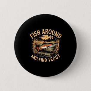 Vis Rondzwemmen En Vind Forel Grappige Vissen Viss Ronde Button 5,7 Cm