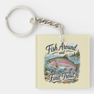 Vis rondzwemmen en vind Forel Leuke Quote Visser Sleutelhanger