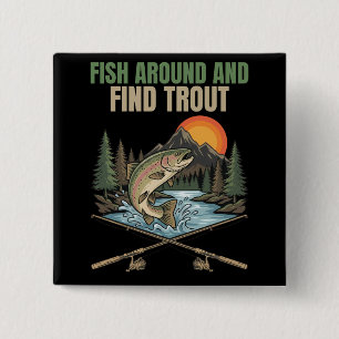 Vis Rondzwemmen & Vind Forel Grappige Vis Humor Ca Vierkante Button 5,1 Cm