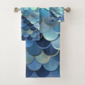 Vis schaal Patroon Blauwe lucht achtergrond Gouden Bad Handdoek (Insitu)