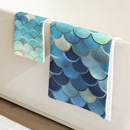Vis schaal Patroon Blauwe lucht achtergrond Gouden Bad Handdoek