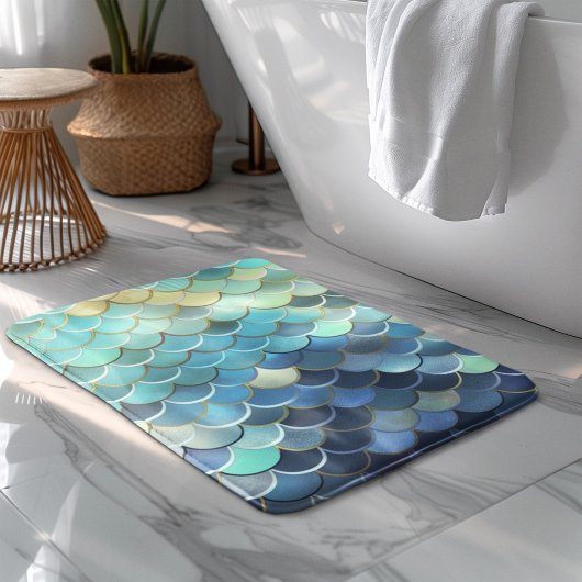 Vis schaal Patroon Blauwe lucht achtergrond Gouden Badmat