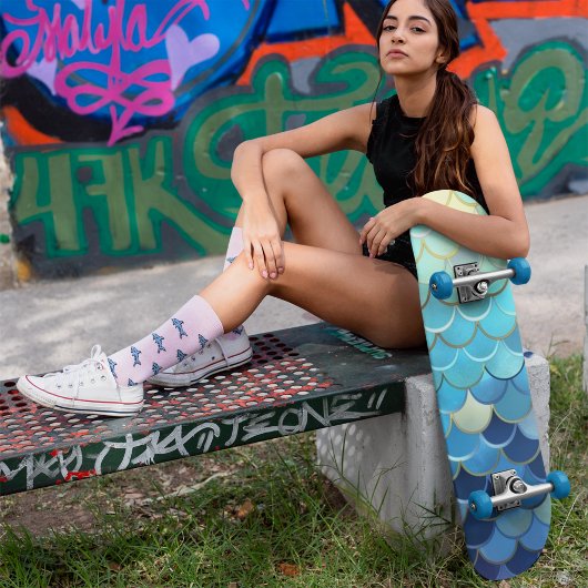 Vis schaal Patroon Blauwe lucht achtergrond Gouden Persoonlijk Skateboard