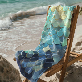 Vis schaal Patroon Blauwe lucht achtergrond Gouden Strandlaken