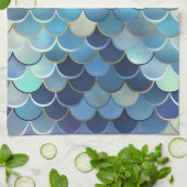 Vis schaal Patroon Blauwe lucht achtergrond Gouden Theedoek (Gevouwen)