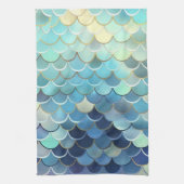 Vis schaal Patroon Blauwe lucht achtergrond Gouden Theedoek (Verticaal)