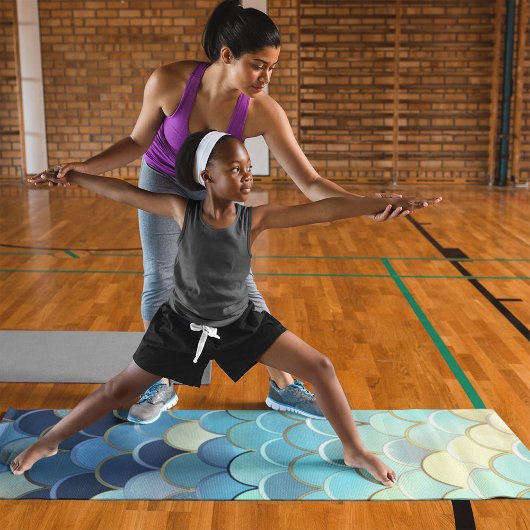 Vis schaal Patroon Blauwe lucht achtergrond Gouden Yogamat