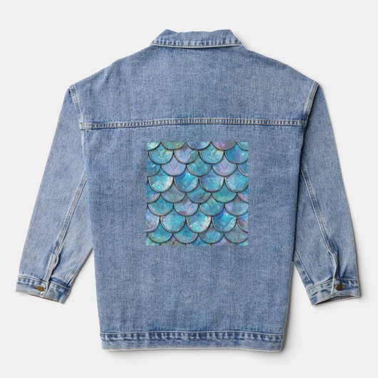 Vis schubbenpatroon blauw denim jacket (Achterkant)