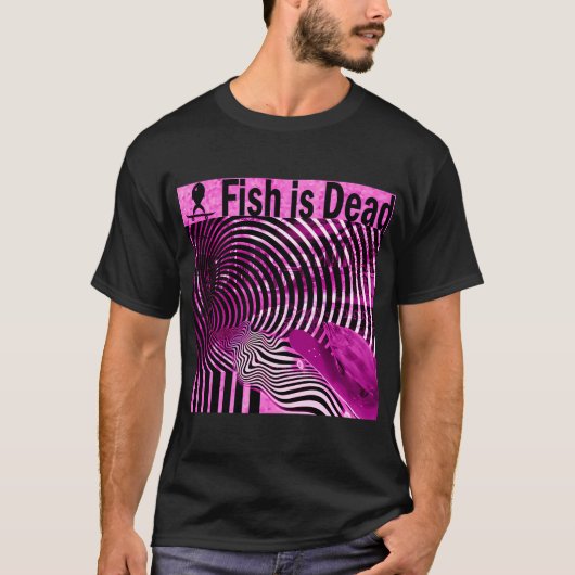 Vis skateboarden op illusies Roze T-shirt (Voorkant)