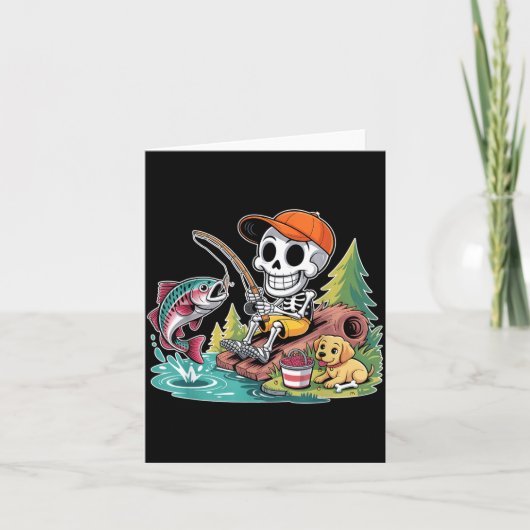 Vis Skelet Met Hond En Springende Vis Kaart (Voorkant)