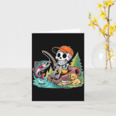 Vis Skelet Met Hond En Springende Vis Kaart (Gele Bloem)