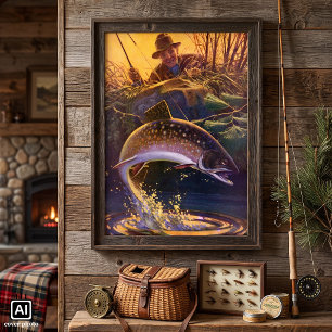  vis, sport Gevist voor Brook Trout Poster