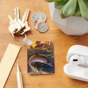  vis, sport Gevist voor Brook Trout Sleutelhanger