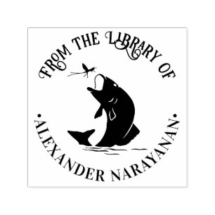 Vis springt voor het diner “Uit de bibliotheek van Zelfinktende Stempel