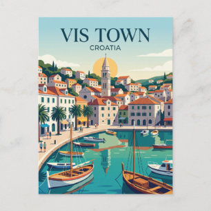 Vis Stad Kroatië Briefkaart