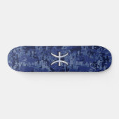 Vis sterrenbeeld symbool op Navy Blue digitale cam Skateboard (Horizontaal)