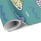 Vis Stof Blauwgroen oceaanwaterpisseis afgelopen Cadeaupapier (Rol Hoek)