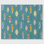 Vis Stof Blauwgroen oceaanwaterpisseis afgelopen Cadeaupapier (Vlak)