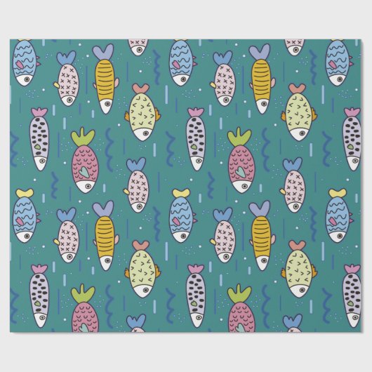 Vis Stof Blauwgroen oceaanwaterpisseis afgelopen Cadeaupapier (Vlak)