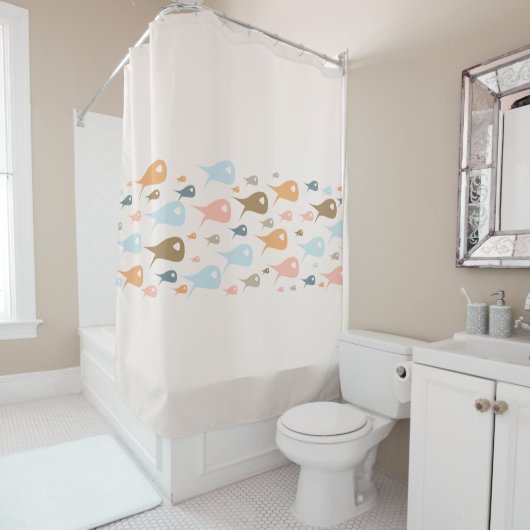 Vis Stripe uit de eeuw Moderne Minimale Stapel Douchegordijn (In situ)