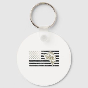 Vis T-shirt voor mannen - Vintage Amerikaanse vlag Sleutelhanger