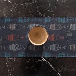 Vis Tekeningspatroon Korte Tafelloper