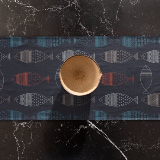 Vis Tekeningspatroon Korte Tafelloper