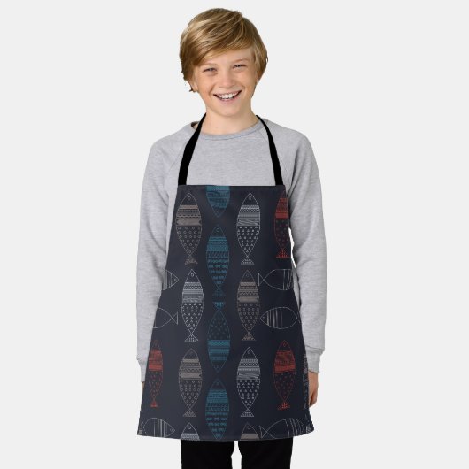 Vis Tekeningspatroon Schort (Gedragen)