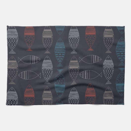 Vis Tekeningspatroon Theedoek (Horizontaal)