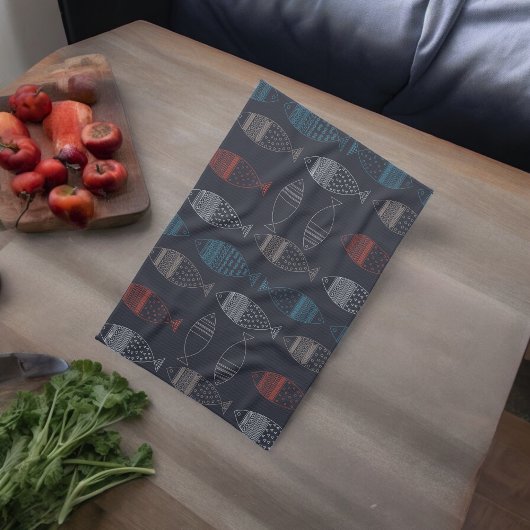 Vis Tekeningspatroon Theedoek