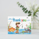 Vis Thank You Kaart met Jongen die Vist (Staand voorkant)
