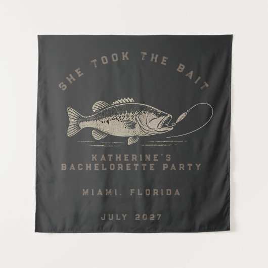 Vis Thema Aangepaste Vissers Afscheid Feest Voor D Wandkleed (Voorkant)