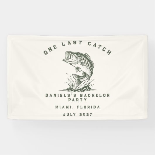 Vis Thema Aangepaste Visvangst Vrijgezellenfeest Spandoek (Horizontaal)