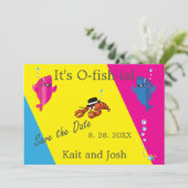 Vis thema kreeft monster bruiloft kaart (Staand voorkant)