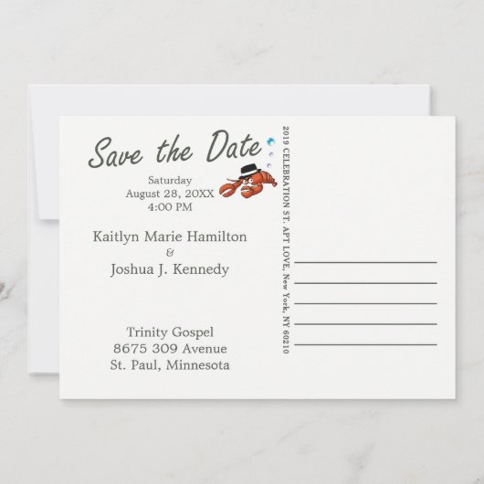 Vis thema kreeft monster bruiloft kaart (Achterkant)