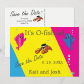 Vis thema kreeft monster bruiloft kaart (Voorkant / Achterkant)