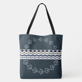 Vis Thema Met Whimsy Ontwerper Groot Tote Bag