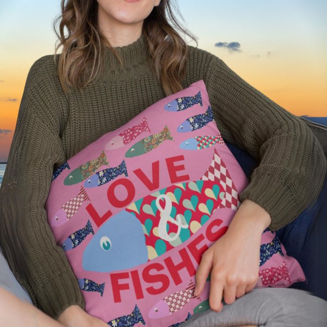 Vis thema nautische Schattigee Comfy liefde Kussen (Creator heeft geüpload)