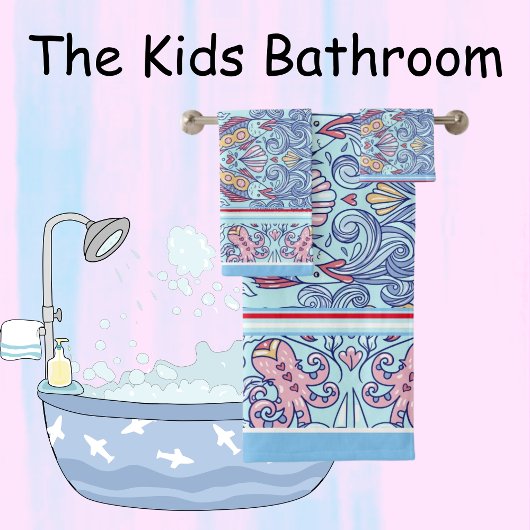 Vis thema rood, wit, blauwe handdoek