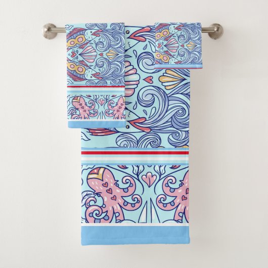 Vis thema rood, wit, blauwe handdoek (Insitu)